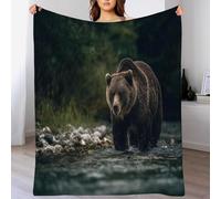 Brown Bear Throw Blanket 70 x 100 cm Wild Animals Flannel Fluffy Fleece Blanket Soft Lightweight Warm Blankets and Throws for Bed Sofa and Couch a-3202