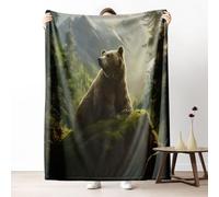 Brown Bear Throw Blanket for Couch, Woodland Wild Animal Fleece Blanket 40"x60" Lightweight, Wildlife Blanket for Bed, Warm Soft Cozy Washable Bedding for All Season