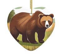 Brown bear walking Ceramic Heart Shaped Ornaments Fashionable and Novel Christmas Tree Decorations