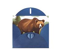 Brown Bear Walking Greeting Cards For All Occasions - Blank Greeting Cards With Envelopes, Holiday Cards 4x6 Inches (Horizontal) Blue