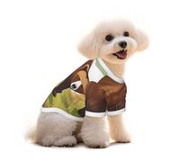 Brown bear walking Print Pure Cotton Pet T-Shirt, Dogs & Cats Comfy Tee Vest, for Small Medium Summer Winter Clothes