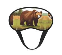 Brown Bear Walking Printed Eye mask, for Sleeping, Light-Blocking, Soft and Comfortable, Elastic Band
