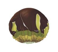 Brown bear walking Printed shower cap, reusable, double-layered design, suitable for women to wrap their hair, wash their face, and apply face masks.