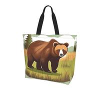 Brown bear walking Shoulder bag.Stylish all-over print women's style, lightweight, large capacity for everyday use
