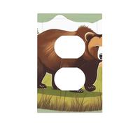 Brown Bear Walking Unbreakable Polycarbonate Switch Plate-Modern 1 Gang Light Cover for Home Office with Matching Screws