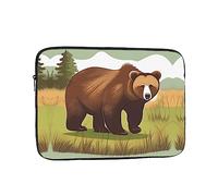 Brown Bear Walking Unisex Shockproof Laptop Sleeve, Made of high-Density Oxford Fabric, Convenient Zipper Opening