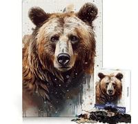 Brown Bear Watercolor Portrait 1000 Piece Jigsaw Puzzle for Adults Brain Stimulation Peaceful Hobby Premium Cut Birthday Present (50x75cm)