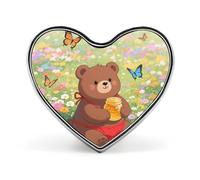 Brown Bear Wildlife Lapel Pin Round Button Badge Forest Animal Enamel Style Brooch Metal Pinback for Hat Bag Clothing Gift