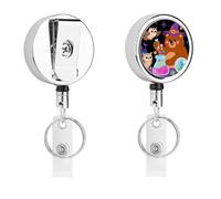 Brown Bear Wizard and Owl Retractable Work Badge Holder Keychain Badge Reel 24.4" Cord & 360° Swivel Alligator Clip Heavy Duty Id Name Tag Holder for Nurses Doctors Teachers Office Workers