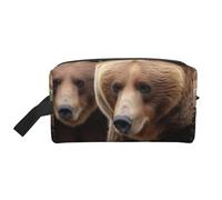 Brown Bears Printed Cosmetic Case with Handle, Lightweight Compact Storage for Makeup, Toiletries & Gadgets, Make up Organiser for Travel, School, Work