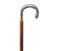 Brown Beech Walking Stick with a Nickel Crook Handle