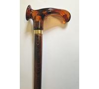 Brown Beech Wood Walking Stick Cane with an Imitation Amber Ergonomic Anatomical Handle for Left or Right Hand (Left Hand)