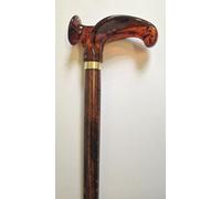 Brown Beech Wood Walking Stick Cane with an Imitation Amber Ergonomic Anatomical Handle for Left or Right Hand (Right Hand)