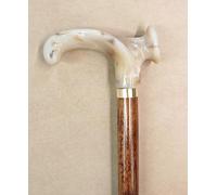Brown Beech Wood Walking Stick Cane with an Imitation Horn Ergonomic Anatomical Handle for Left or Right Hand (Left Hand)