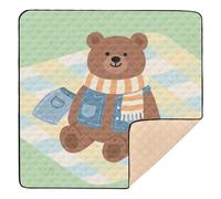 Brown Beer Picnic Cartoon Green Soft Thick Baby Play Mat for Indoor Outdoor Non-Toxic Activity Entertainment Mat for Baby Kids Toddlers Infants, 50'' x 50''