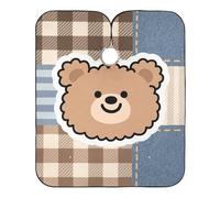 Brown Beer Plaid Cartoon Haircut Cape with Adjustable Snap Closure, Essentials Hair Cape for Hair dye bata para cortar Cabello 65" x 55"