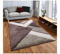 (Brown-Beige, 160 x 230 cm ) Modern Shaggy Hallway Runner Living Room NOVA Rugs