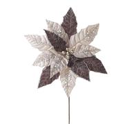 Brown & Beige Artificial Poinsettia Flower, 28 cm