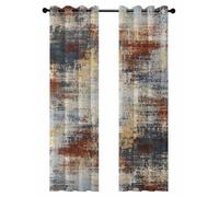 Brown Beige Blackout Curtains for Bedroom Living Room, Gray Abstract Smoky Texture Distressed Mottled Ink Art 84 In Long Thermal Insulated Room Darkening Drapes Grommet Window Treatments, 42 x 84 In