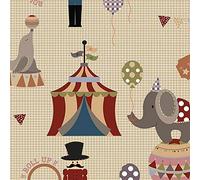 Brown Beige Circus Tent - 1 Fat Quarter 48cm x 55cm 100% Cotton Quilting Fabrics Circus Tent Material Animals Buntings Patchwork Kids Summer Bedding Elephants Lion Star Fabric Dress Patchwork