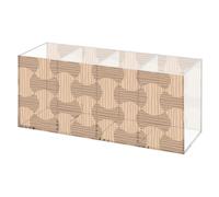 Brown Beige Geometric Make Up Brush Holder Desk Caddy, 4 Compartments Makeup Organiser, Acrylic Make Uo Brushes Holder, Square Pen Container Acrylic Pen Pencil, Brush, Tidy Organiser Desk Storage