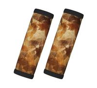 Brown Beige Gold Leafs Autumn Linen, 2 Pcs Luggage Handle Wrap Grips, Comfort Soft Handle Covers Luggage Tag