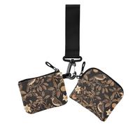 Brown Bird Flowers Women's Coin Pouches Card Holder Minimalist Zipper Cash Coin Purse with Wristlet Strap for Lady 2 Packs, Brown bird Flowers, One Size, Casual