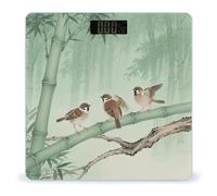 Brown Birds on Bamboo Bathroom Scale for Body Weight LCD Display Digital Bathroom Scale Tempered Glass Bathroom Weight Scales Fashion Smart Scales for Home Bedroom 400 Lb