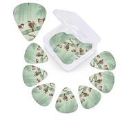 Brown Birds on Bamboo Guitar Picks 12 Pack with Organizer Box, 0.46 0.71 0.96 mm Includes Thin Medium Heavy Thickness,Abstract Guitar Pick Plectrums for Electric Guitar Ukulele Bass