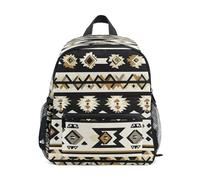 Brown Black Aztec Geometry Pattern Toddler Backpack, Boy Backpack Preschool Bag Kindergarten Schoolbag Nursery Travel Bag for Girl