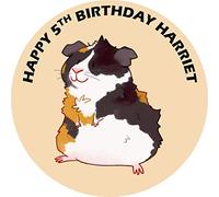 Brown & Black Guinea Pig ICING Cake circle round edible Personalised Topper