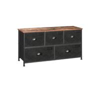 Brown & Black Storage Dresser with 5 Fabric Drawers
