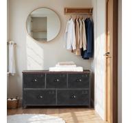 Brown & Black Storage Dresser with 5 Fabric Drawers