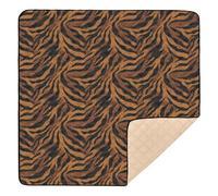 Brown Black Tager Skin Retro Pattern Large Sturdy Baby Activity Play Mat for Indoor Outdoor Waterproof Kicking Mat for Baby Kids Toddlers Infants, 50'' x 50''