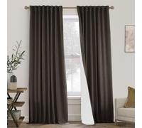 Brown Blackout Curtains 2 Panels,Room Darkening Thermal Dark Academia Primitive Linen Black Out Curtain Drapes 84 Inches Long for Living Room Bedroom,52 Wide by 84 Inch Length,Coffee Chocolate Brown