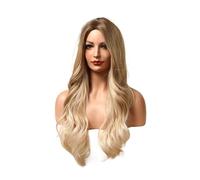 Brown Blonde Ombre Synthetic Wigs Long Curly Wavy Silky Middle Part for Cosplay Party Beautiful