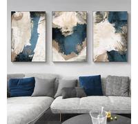Brown Blue Gray Abstract Canvas Wall Art Navy Blue Abstract Painting Abstract Blue Watercolor Art Blue Modern Abstract Art Black Grey Brown Dark Blue Painting Blue Abstract Artwork 16x24inx3 No Frame