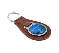 Brown Bonded Leather & Metal I'd Rather Be Fishing Keyring Fish Reel