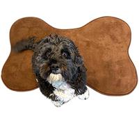 Brown Bone Shaped Pet Feeding Mat Non Slip Dog Cat Bowl Bed Large 60cm x 90cm