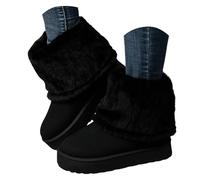 Brown Boots Women Women's Winter Warm Lined Platform Mini Ankle Booties Faux Snow Non-Slip Comfortable Slip On Short Furry Fuzzy Ankle-High Casual Pull-On Round Toe