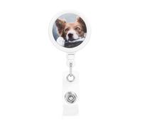 Brown Border Collie Bokeh God with Yellow Eyes, Retractable Badge Holder,Badge Reels Holder with ID Clip Alligator Clip