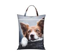 Brown Border Collie Bokeh God With Yellow Eyes,Travel Dirty Laundry Bag Foldable Dirty Clothes Bag Durable Storage Bag