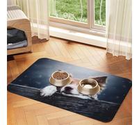 Brown Border Collie Bokeh God With Yellow Eyes,Waterproof Pet Feeding Mat,PU Leather Placemats for Cat Dog Water Bowl,Food Mats,40x60cm