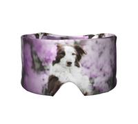 Brown Border Collie Spring Dogs with Flowers, Full Eye Covers Light Blocking Eye Mask Sleep Eye and Ear Muffs