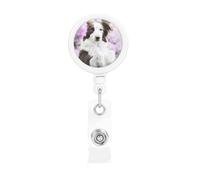 Brown Border Collie Spring Dogs with Flowers, Retractable Badge Holder,Badge Reels Holder with ID Clip Alligator Clip