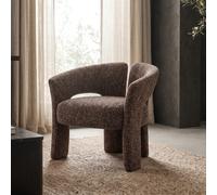 Brown Boucle Modern Curved Accent Chair - Azalea