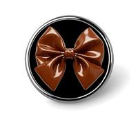 Brown Bow Lapel Pin Brooches Round Fashion Brooch Pin Cute Button Badges Alloy Button Pins Enamel Pins Metal Pinback for Hat Shirt Clothing Bags