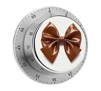 Brown Bow Mechanical Kitchen Timer Digital Timer with Magnetic Base 60-Minute Visual Countdown Stainless Steel Timers for Cooking, Baking, Eggs & Classroom Use, Loud Alarm