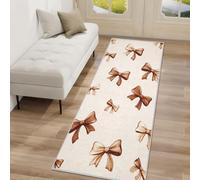 Brown Bow Runner Rug 66 x 200 cm Long Washable, Coquette Carpet Runners for Hallway Non Slip, Kitchen Entryway Hall Bedroom Decor, Soft Low Pile nA&Q141