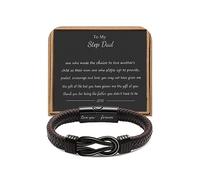 Brown Braided Leather Stainless Steel Infinity Bracelets Lettering Love You Forever Gifts for Son Grandson Husband Boyfriend Brother Always Linked Together, 7.5 inches